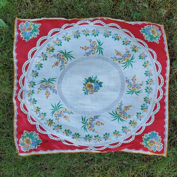 Vintage Floral Handkerchief Floral Twee Teatime - Picture 1 of 3